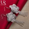 925 Sterling Silver Romantic Flower Piercing Earrings Fashionable Wedding Jewelry