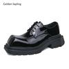 Fashion Golden Sapling Formal Derby Shoes Platform Flats Fashion Men's Dress Shoe Casual Business Men Footwear Leisure Party New Oxfords