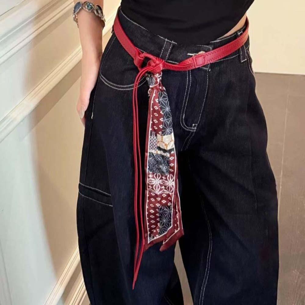 Adjustable Cashew Printed Belt Ethnic Style Silk Tie Design Belt Retro Jacquard Waistband Gift