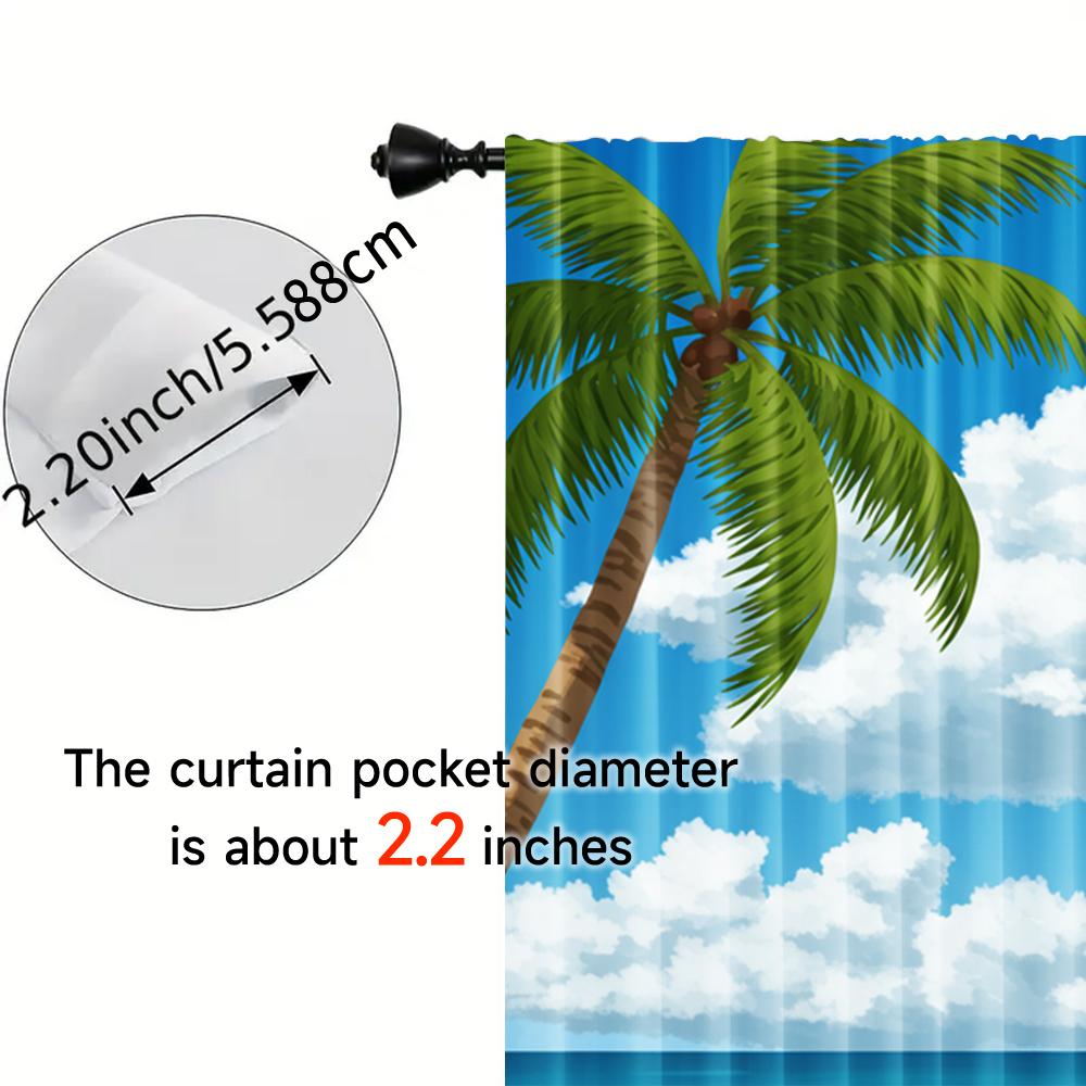 2pcs   spring summer Curtains Hawaii Beach Ocean Art Digital Print Drapes Fabric Home Decor Perfect for Bedroom   Living Room