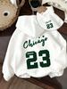 1pc, Boys' Clothing, Letter and Number 23 Pattern, Spring/autumn Fashionable Casual Hooded Sweatshirt, a