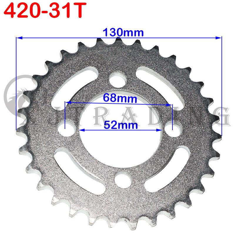 Motorcycle 420/428 Chain 31T/37T/41T/48T 52MM Rear Chain sprocket for Chinese ATV Quad Pit Dirt Bike Motor Moped Accessories