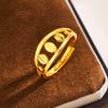 Elegant Fire-Baked Gold Ring: Uniform Sand-Gold Hue, Lightweight Luxury, Fashionable, Open Design, Perfect for Any Occasion
