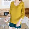 Korean Style V-Neck Batwing Sleeve Loose Top for Autumn and Spring