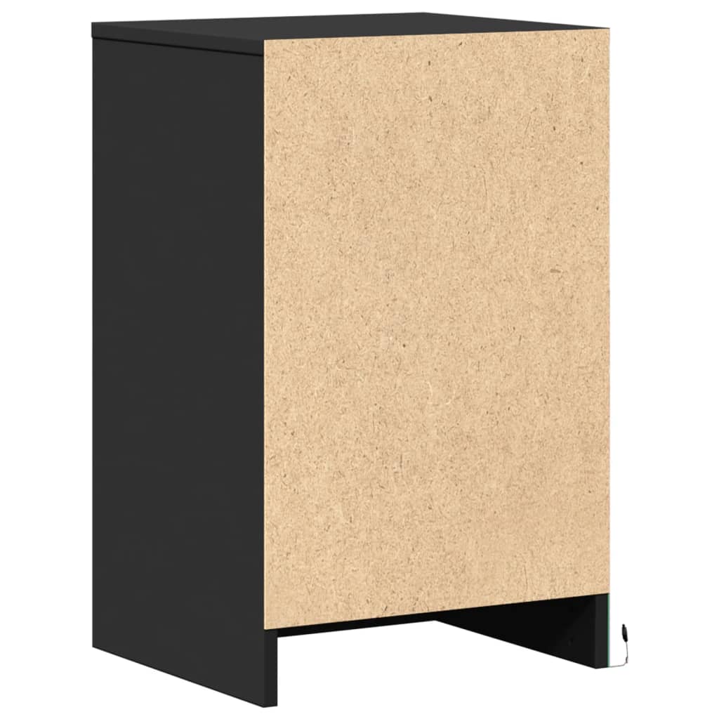 Vidaxl LED Nightstand, Black, Wood-Based Material