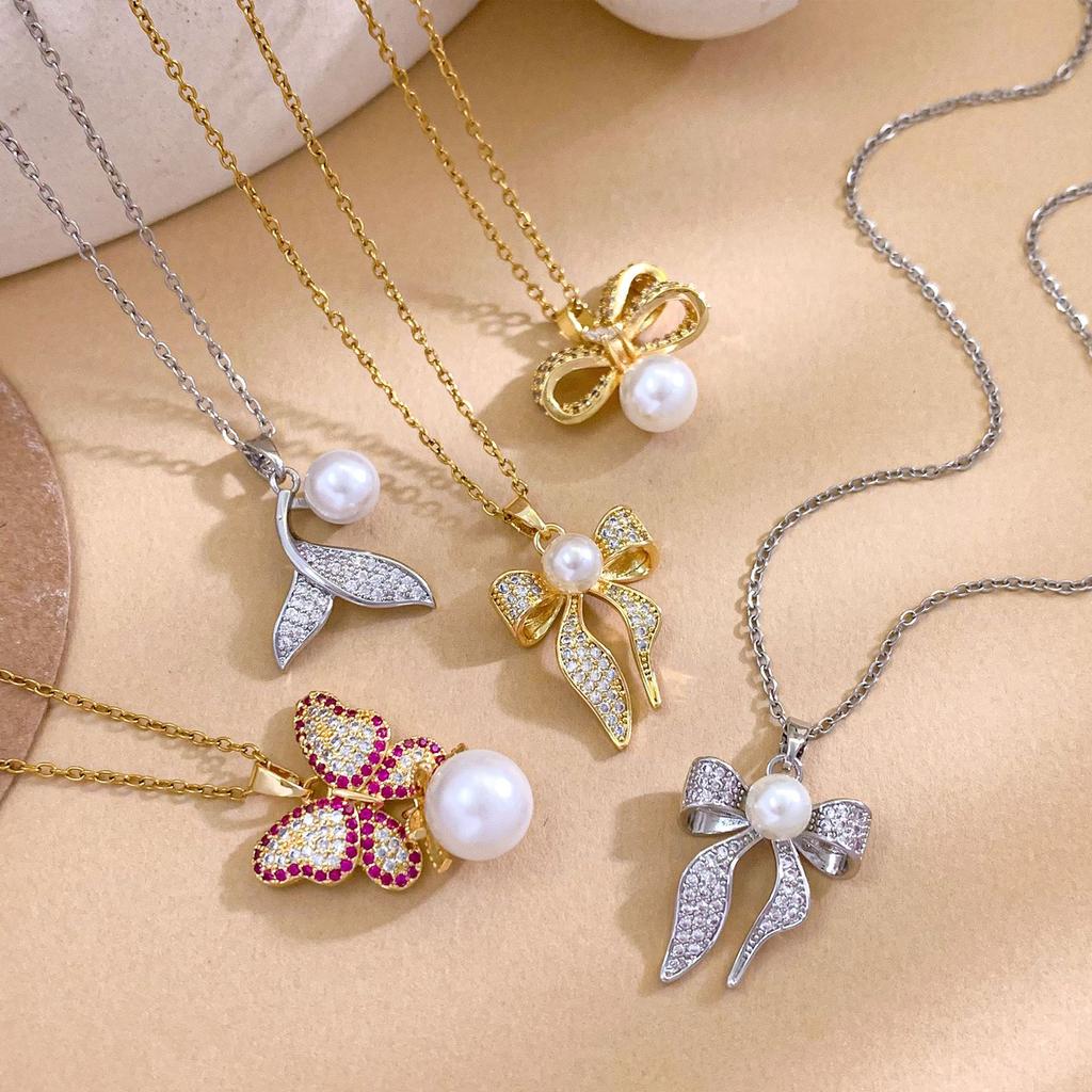 Necklace New Butterfly Zircon Necklace Accessories Women's Exquisite Versatile Premium Small Fresh Versatile Titanium Steel Accessories
