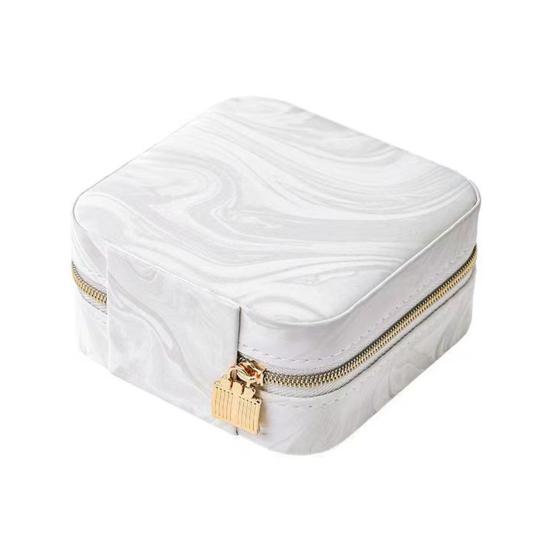 Portable Jewelry Box Faux Leather Travel Organizer for Earrings Necklaces Rings Elegant Velvet Lining Compact Jewelry Case for Women Girls