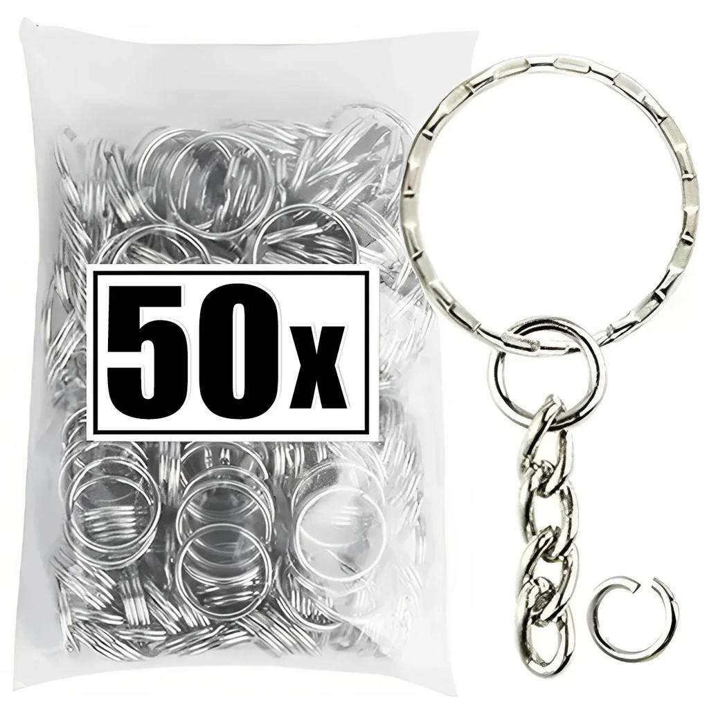 50/500pcs Metal Blank Keyring Keychain Split Rings Keyfob Key Rings Lobster Clasp Key Chain Key Pendant Stainless Steel Rings