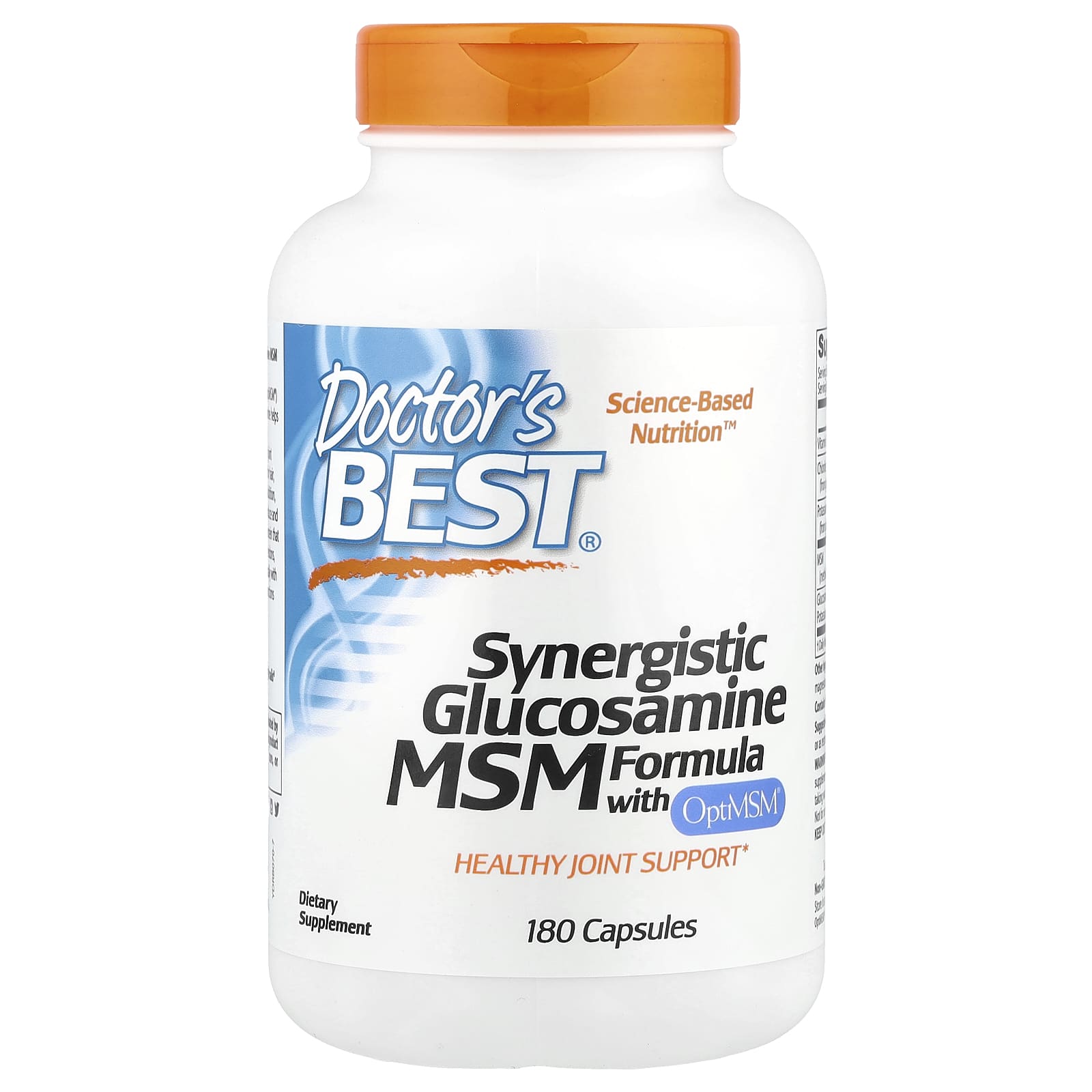 

Doctor s Best, glucosamine MSM formula with synergistic effects with OptiMSM®, 180 capsules