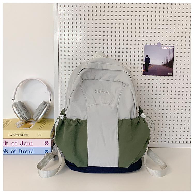 Schoolbag new high-value Mori ins fresh and sweet contrasting color splicing backpack junior high school students lightweight travel backpack