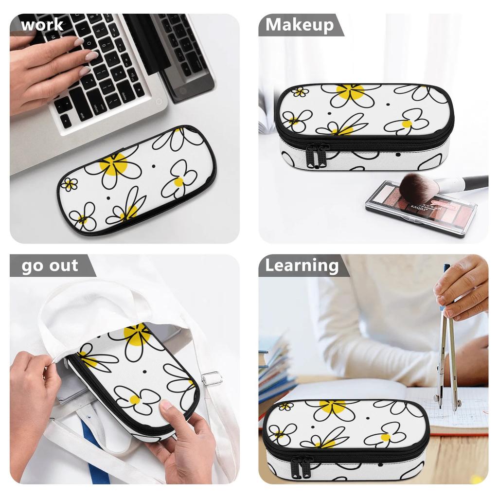 Pencil Pouch Spacious Storage 300D Polyester Secure Zipper with Main Compartment Mesh Pocket and Pen Slots for Everyday Study