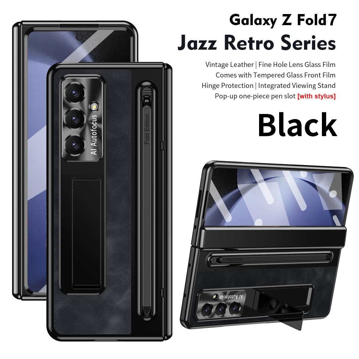

Чехол-подставка с S Pen для Samsung Galaxy Z Fold 4 5 6 7, чехол на шарнир, защитная пленка для экрана, чехол со слотом для S Pen для Galaxy Z Fold 7 Galaxy Z Fold7 чёрный