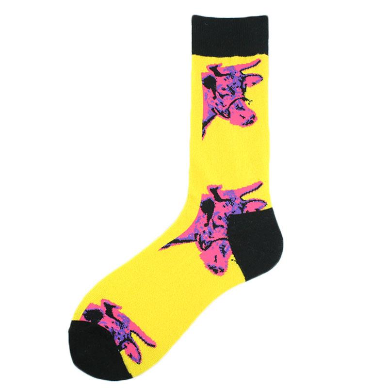 Happy Colorful Funny Socks Men Skateboard Shark Dinosaur Astronaut Planet Divertidos Hip Hop Sokken Harajuku Unisex Crew Socks
