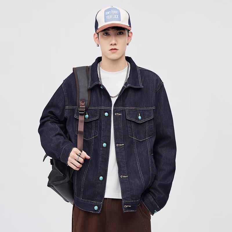 Herren Locker Geschnittene Gewaschene Denim Workwear Jacke