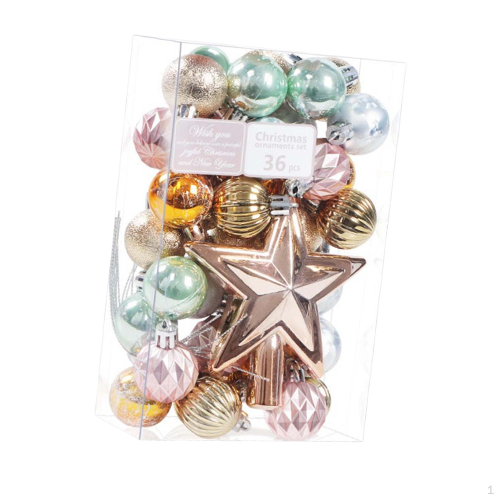 

36 Christmas Baubles As Pendants, Shatterproof Tree Baubles, Decorations for Champagne Golden