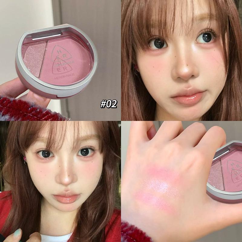 Radiant Two-tone Highlight & Contour Blush Palette - Matte & Natural Whitening Finish