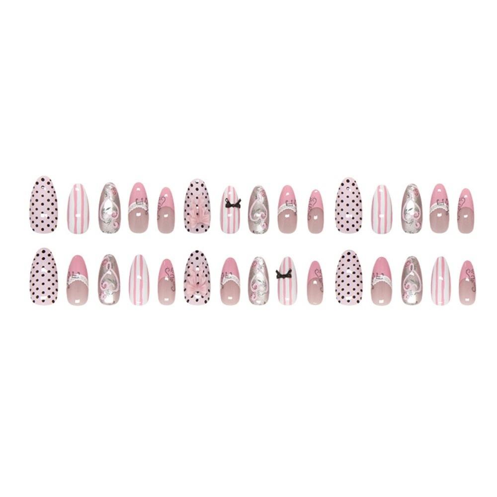 24 Stuks Mini Bloemen Press-on Nagels Roze Nepnagel Tips Nieuwe Kunstnagels Vrouwen