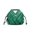 Simple Color Solid Women Casual Woven Drawstring Handbag With Buckle Magnetic