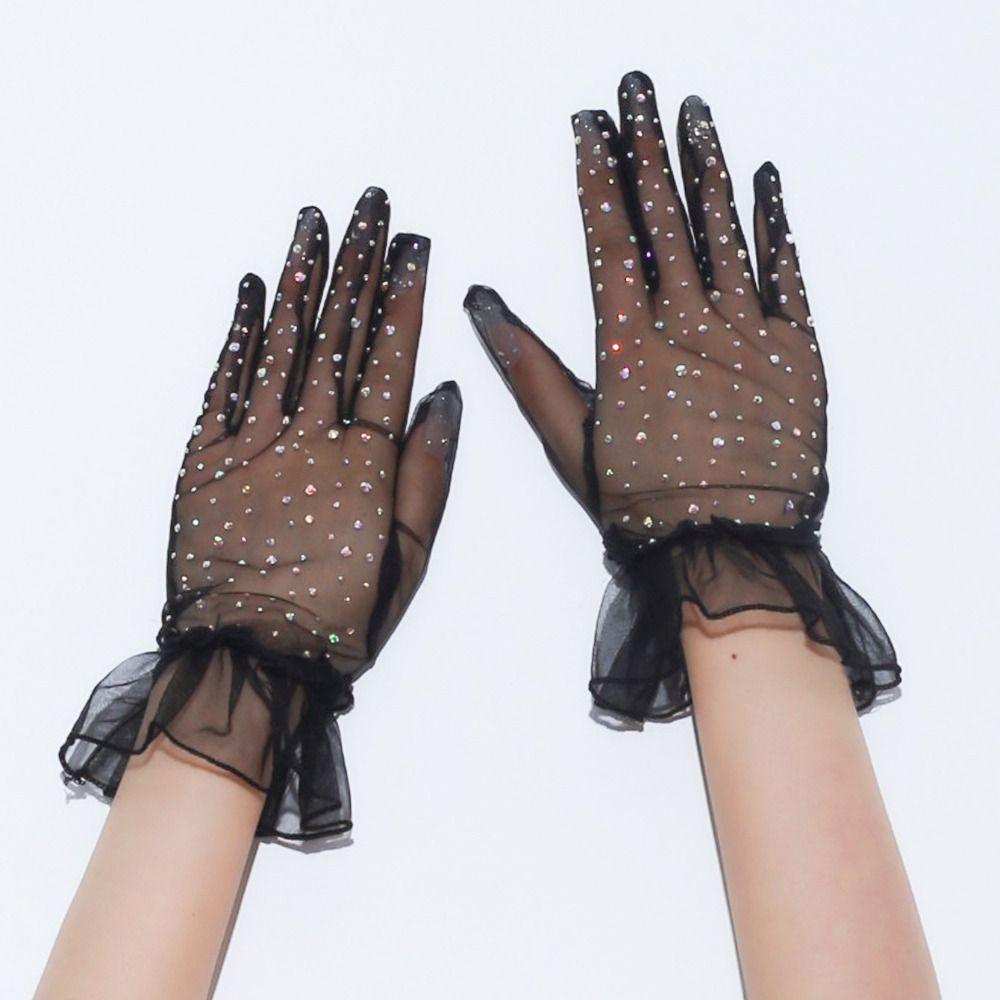 Floral Transparent Gloves Retro Short Gloves High Quality Wedding Gloves for Women