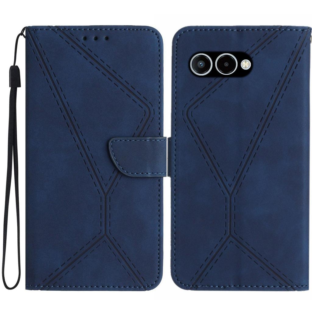 For T-Mobile T Phone 3/T-Mobile REVVL 8 Case Skin Touch Lines Imprinted PU Leather Flip Phone Cover