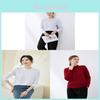 T-shirt Minimaliste en Coton pour Femme à Manches Longues et Détail de Patchwork pour un Look Décontracté