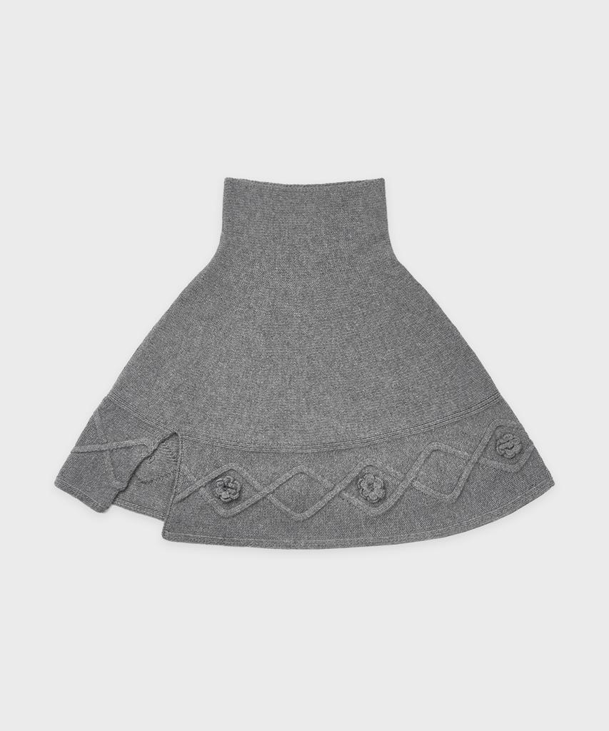 SINOON High Neck Knit Cape (Grey)