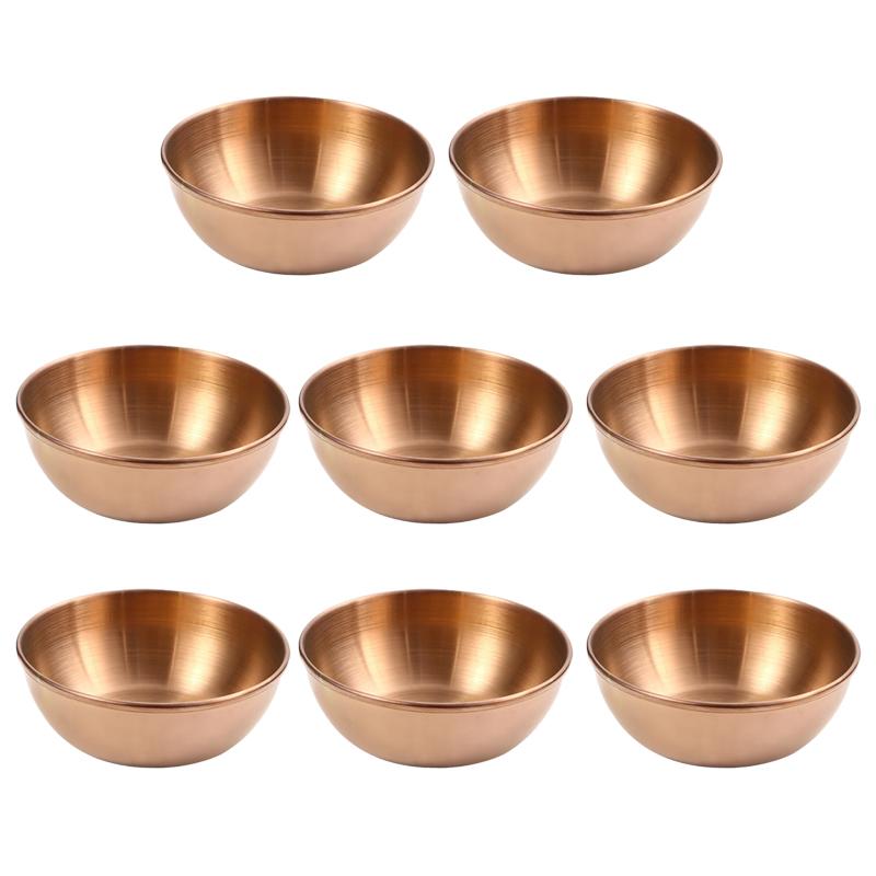 4/8Pcs Stainless Steel Sauce Dishes Mini Round Seasoning Bowls Appetizer Soy Sauce Dipping Plates Household Kitchen Utensils