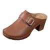 Chunky Heel Closed Toe Round Toe Women'S High Heels Leather Solid Color Memory Foam Sandals Women Fisherman Sandals For Women