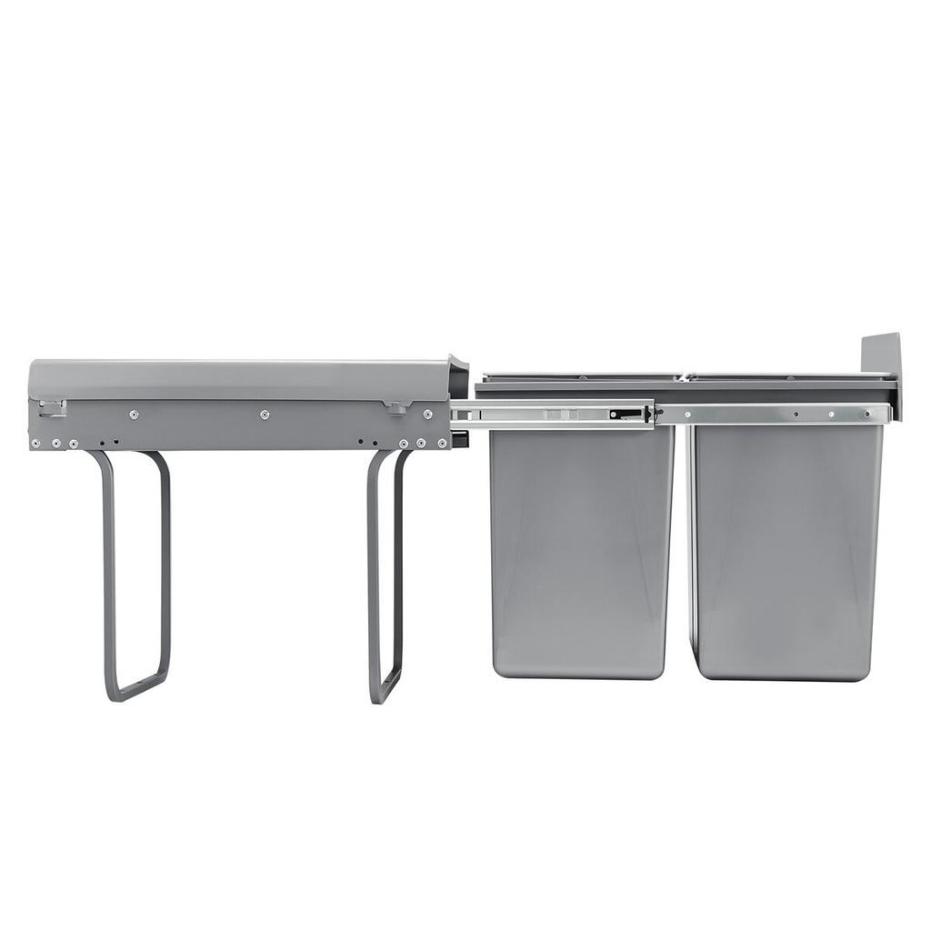 Double 20Lx2 Pullout Waste Container Under Cabinet Kitchen Bin Trash Can