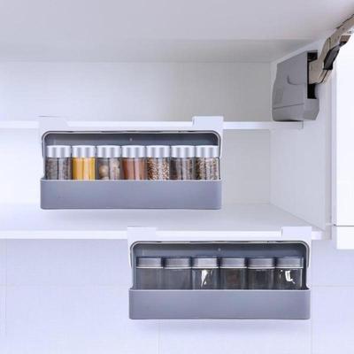 Kitchen Self-adhesive Wall-mounted Under-Shelf Spice Organizer Spice Bottle Storage Rack Home Kitchen Supplies Storage In Stock