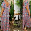 Summer Loose Plus Size Long Printed Bohemian Dress Wind Short Sleeves