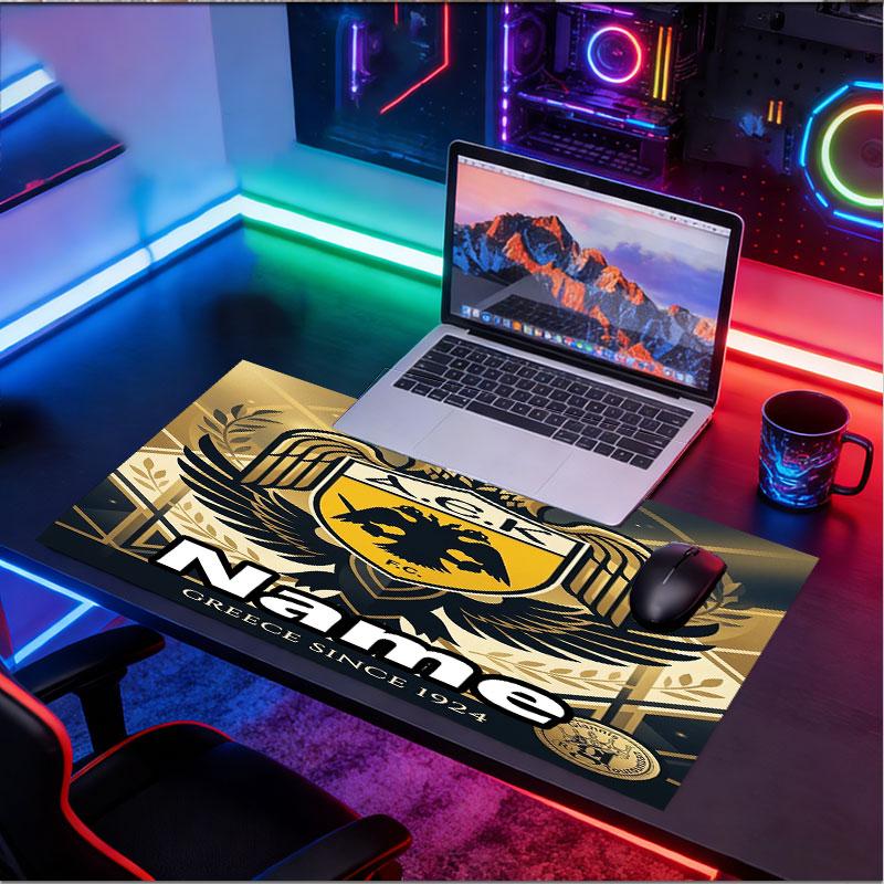 Custom Name Personalized AEK Athens FC Pattern Mousepad, Laptop PC Desk Mat, Decorative Desk Mat for Home Keyboard Pad Gift