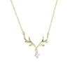 Trendy Antler Pendant Necklace with Inlaid Diamonds – Charming Deer-Inspired Design for Christmas or Birthday Gifts