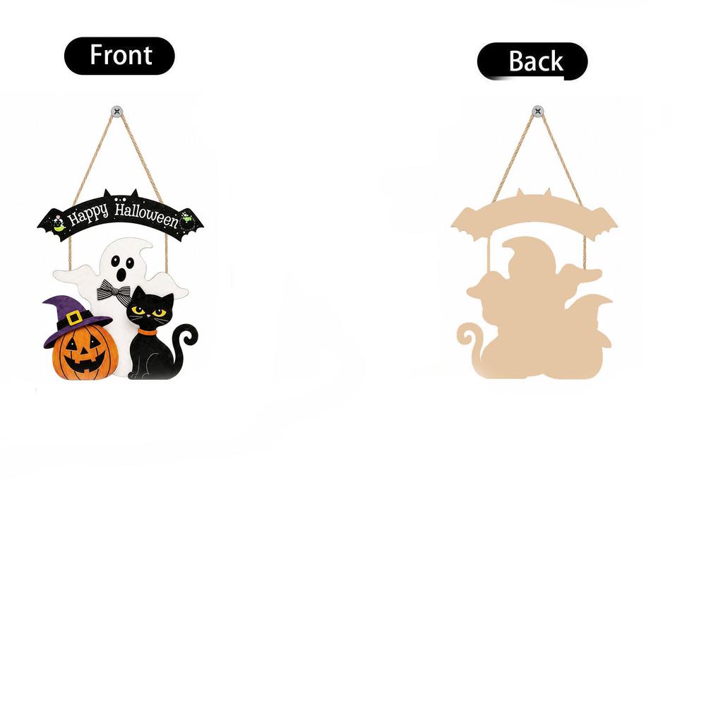 Halloween Welcome Sign with Pumpkin Design for Front Door Wall Hanging Decor