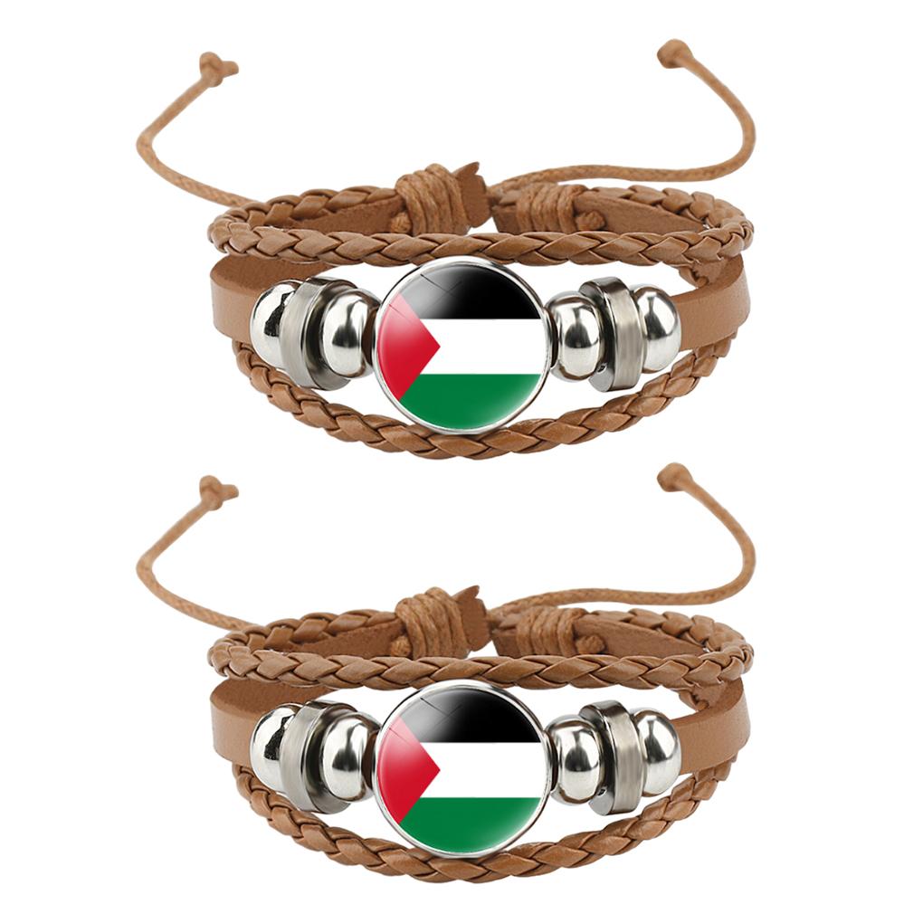 

2x Персонализированные Браслеты с Подвесками Для Палестинского Флага Поддержка Идея Подарка Браслет С Палестинским Флагом коричневый