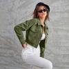 Women's Casual Fashion Lapel Corduroy Jacket Single Breasted Short Coat