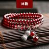 Natural Garnet Stone Bracelet Women Ethnic Style Handmade Crystal Jewelry Bohemian Three-Row Beaded Wrap