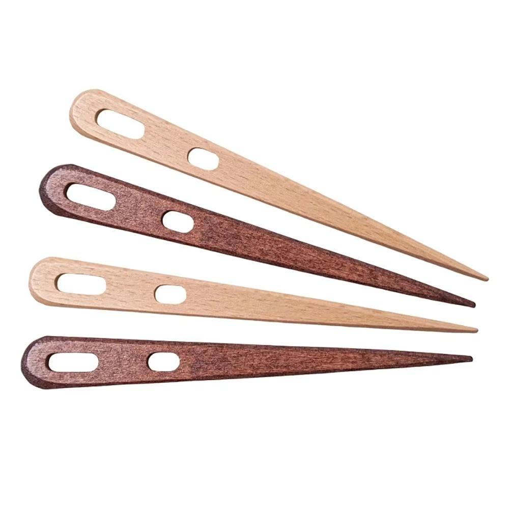 2/4Pcs DIY Big Eye Yarn Knitting Needle Needlework Wooden Knitting Needle Set