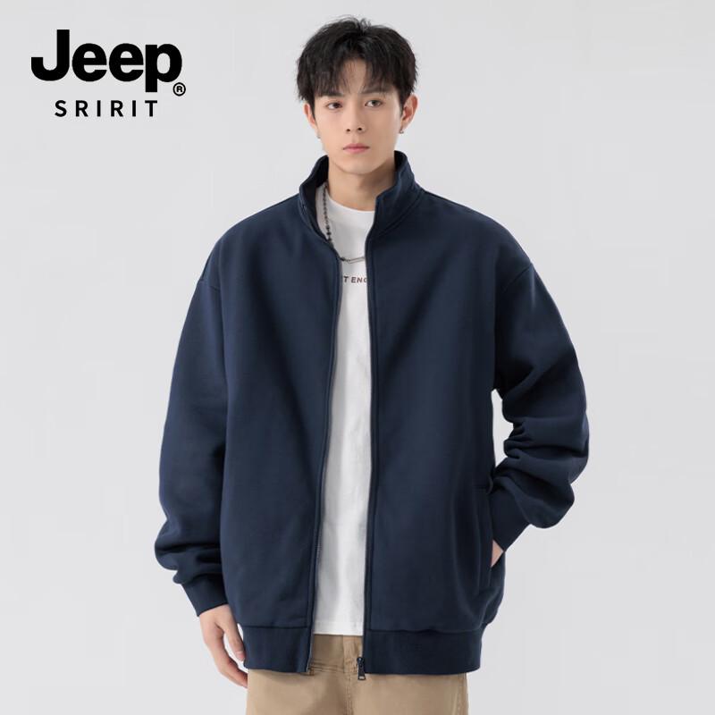 JEEP SPIRIT Men's Stand Collar Cardigan Sweatshirt