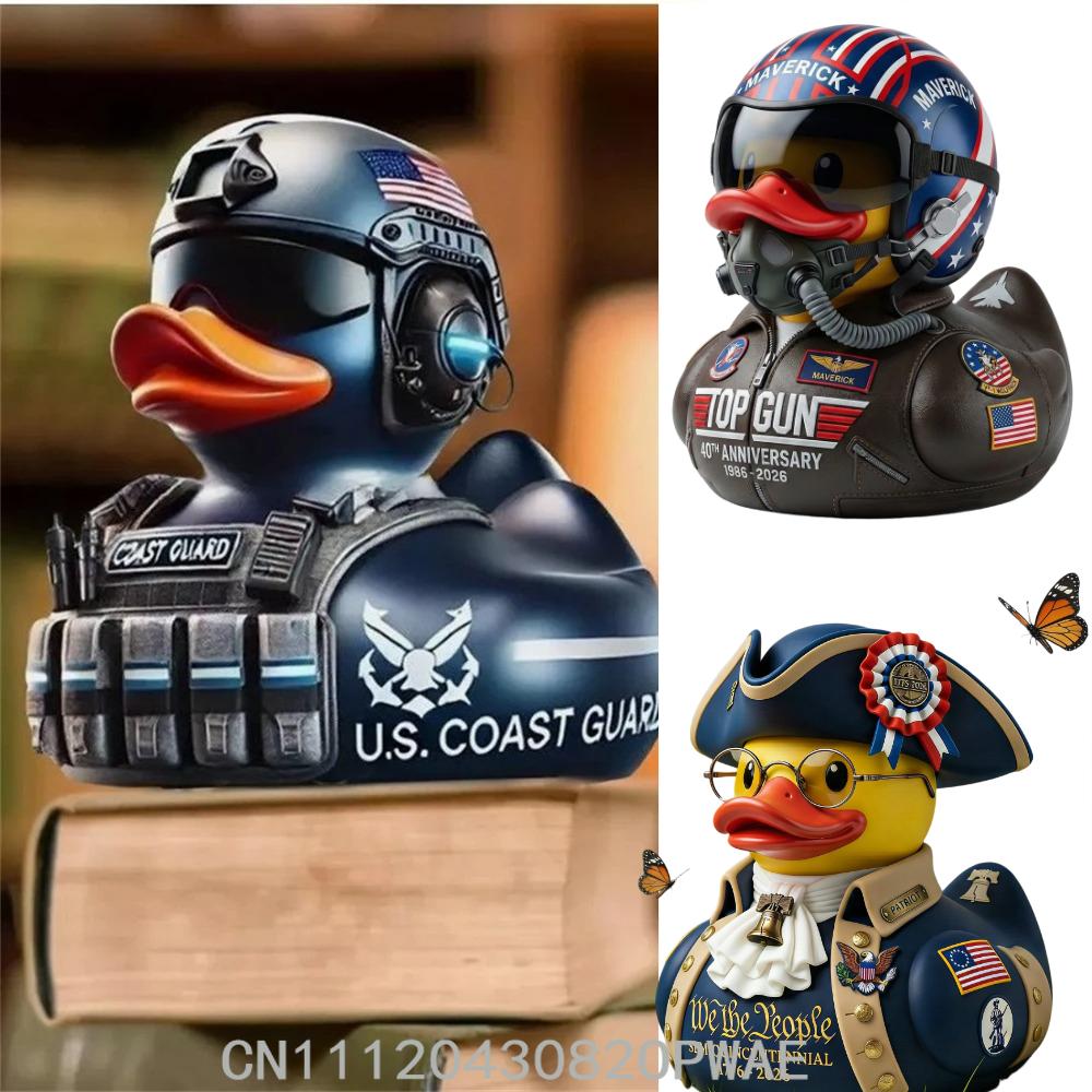 Military Resin Duck Sculpture Handmade Art Craft Home Office Desk Decor Veteran Tribute Collectible Gift Ornament