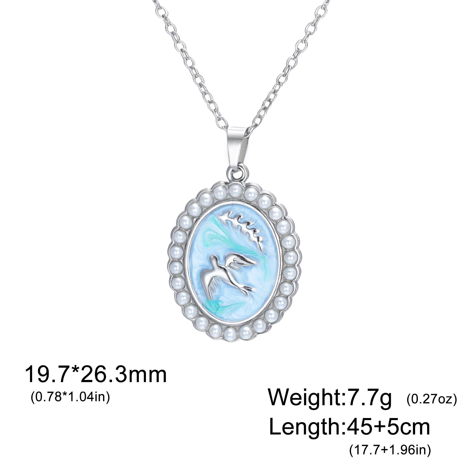

Teamer Enamel Dove Of Peace Pearl Pendant Necklaces Gold Color Stainless Steel For Women Olive Branch Jewelry Gift 2026 New 45-50cm