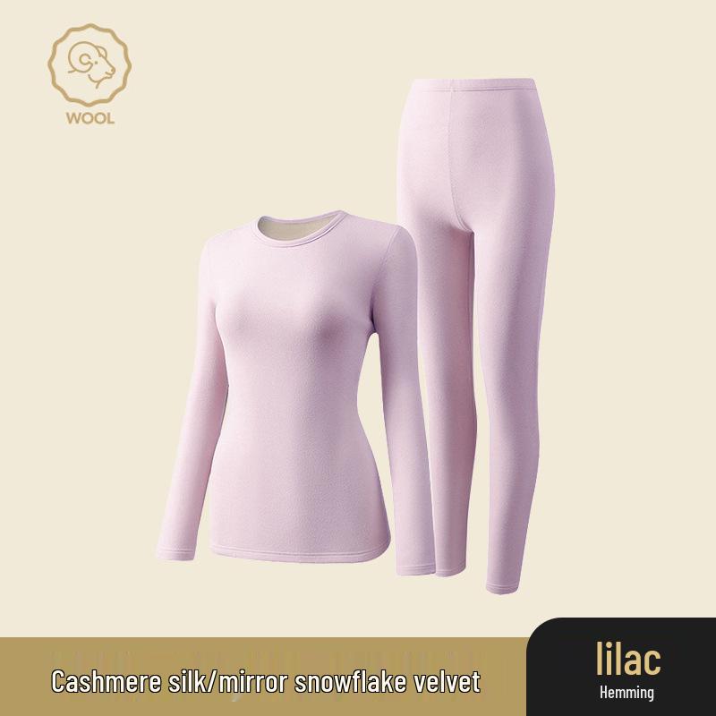 Ropa interior térmica de cachemira y seda alemana: Conjunto Unisex sin Costuras de Cuello Redondo para Otoño e Invierno