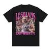 Lesben essen was! Lustiges beleidigendes Katzen-Meme T-Shirt Damen Mode Hipster High Street T-Shirt Sommer Oberteile Kurzarm Tees