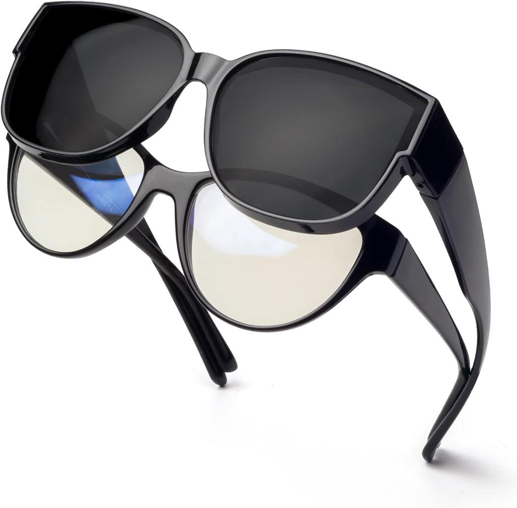 Occhiali da Sole Polarizzati Sovrapponibili Montatura in TR90 per Uomo Donna Da Mettere Sopra Occhiali da Sole Leggeri Sovradimensionati Quadrati Occhiali UV400
