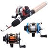 Isfiskestang og snellesett 70 cm fiskestang med 3 farger rød/blå/svart isfiskesnelle