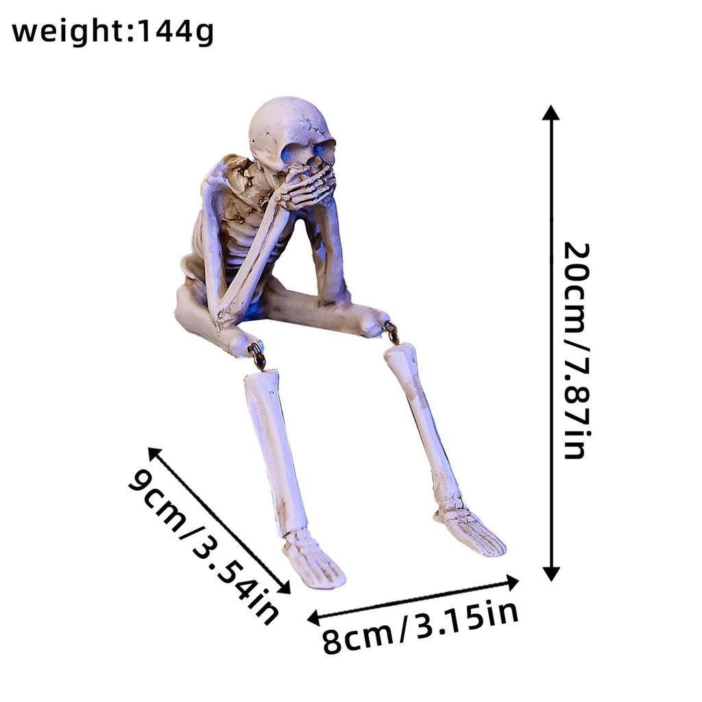 Halloween Statues No-Evil Skeleton Collectible-Figurines - Realistic Skull Decorations See Speak Hear No Evil Home Decor