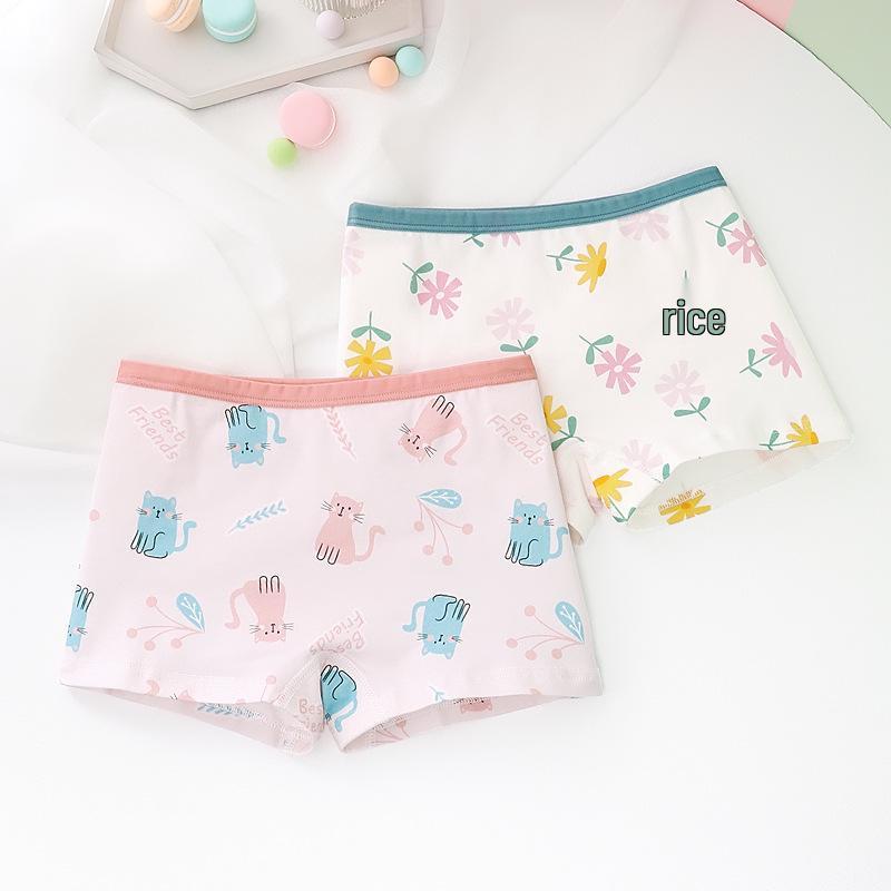 Antibacterial Pure Cotton Girls' Boxer Briefs - Small, Medium, Large (Korean Style)