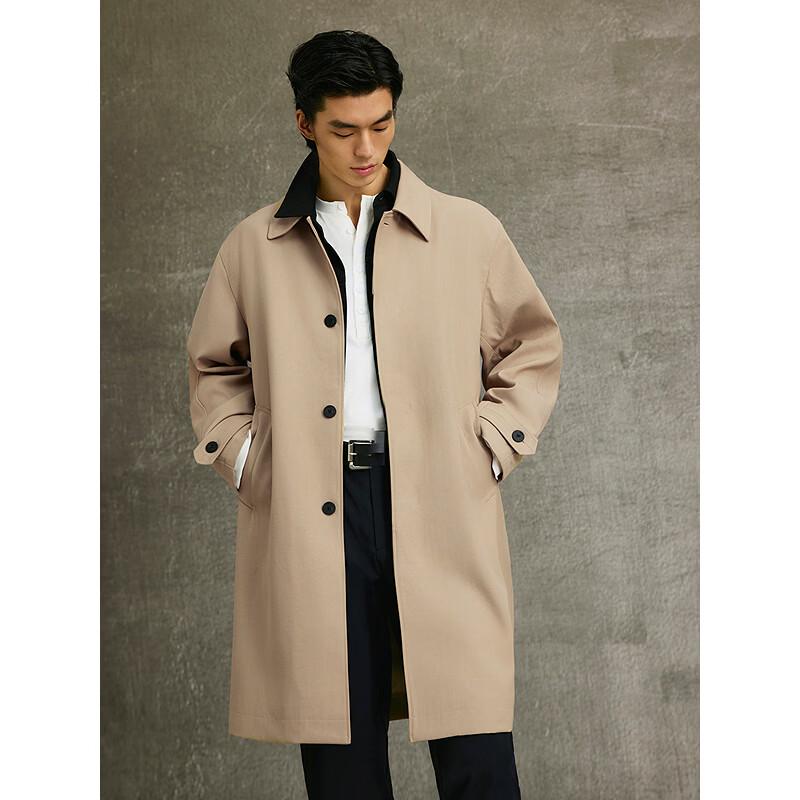 GXG Men's Khaki Twill Lapel Trench Coat