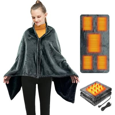 USB elektrisk filt, bärbar värmescarf för elektriska filtar, 150 x 85 cm elektrisk värmefilt med 3 värmeinställningar, flanelltvättbar