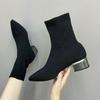 Fine heel knitted wool pointed short boots high heel socks boots elastic boots sleeve women's shoes European station 2025 autumn new